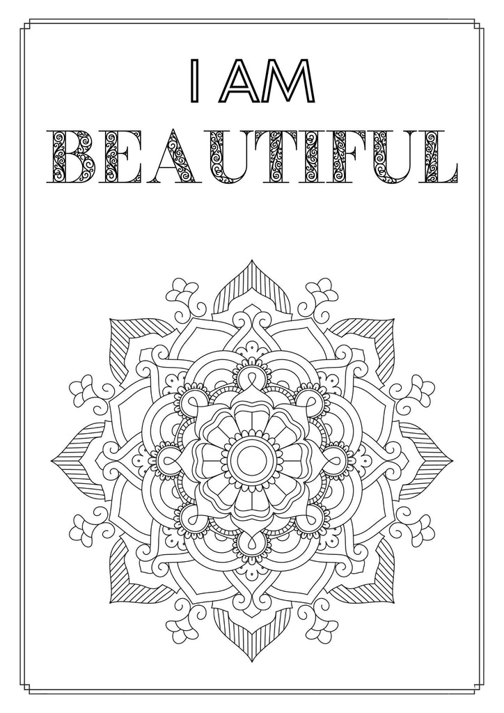 Mandala and Affirmations Adult Coloring Book available for instant download at Zen Collection