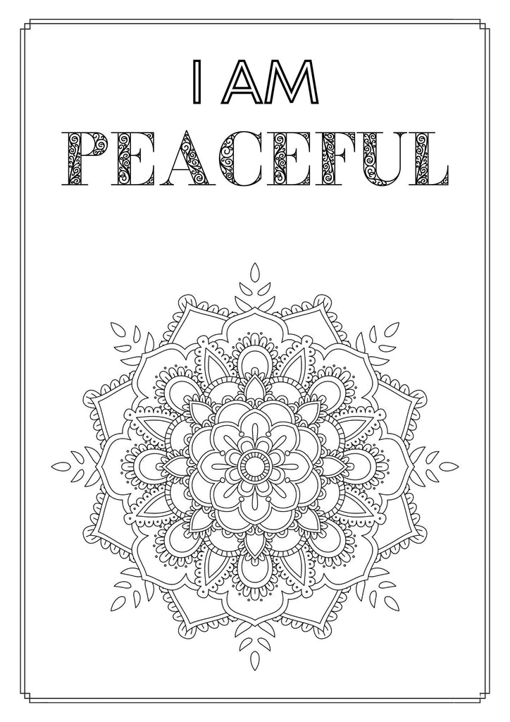 Mandala and Affirmations Adult Coloring Book available for instant download at Zen Collection