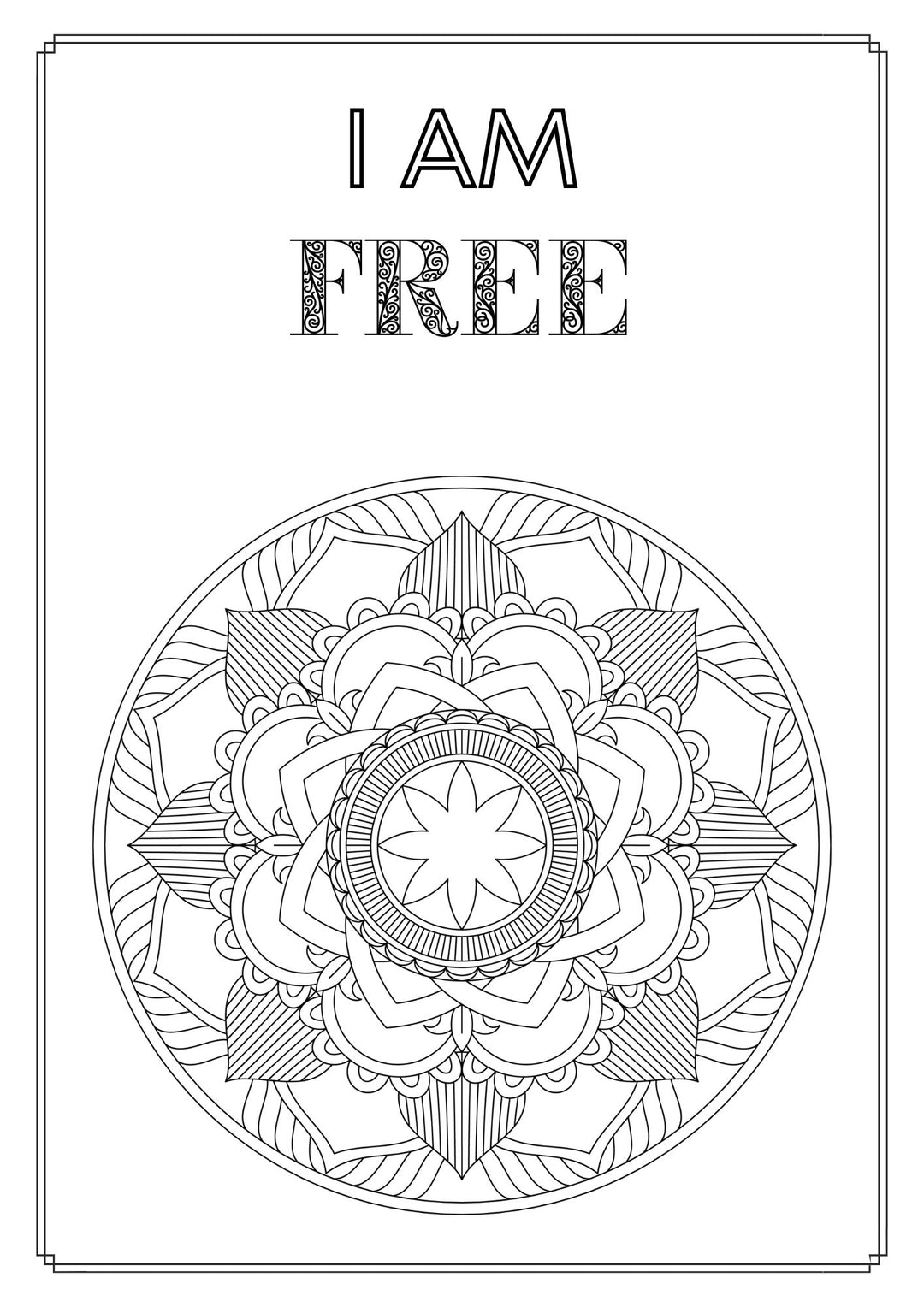 Mandala and Affirmations Adult Coloring Book available for instant download at Zen Collection