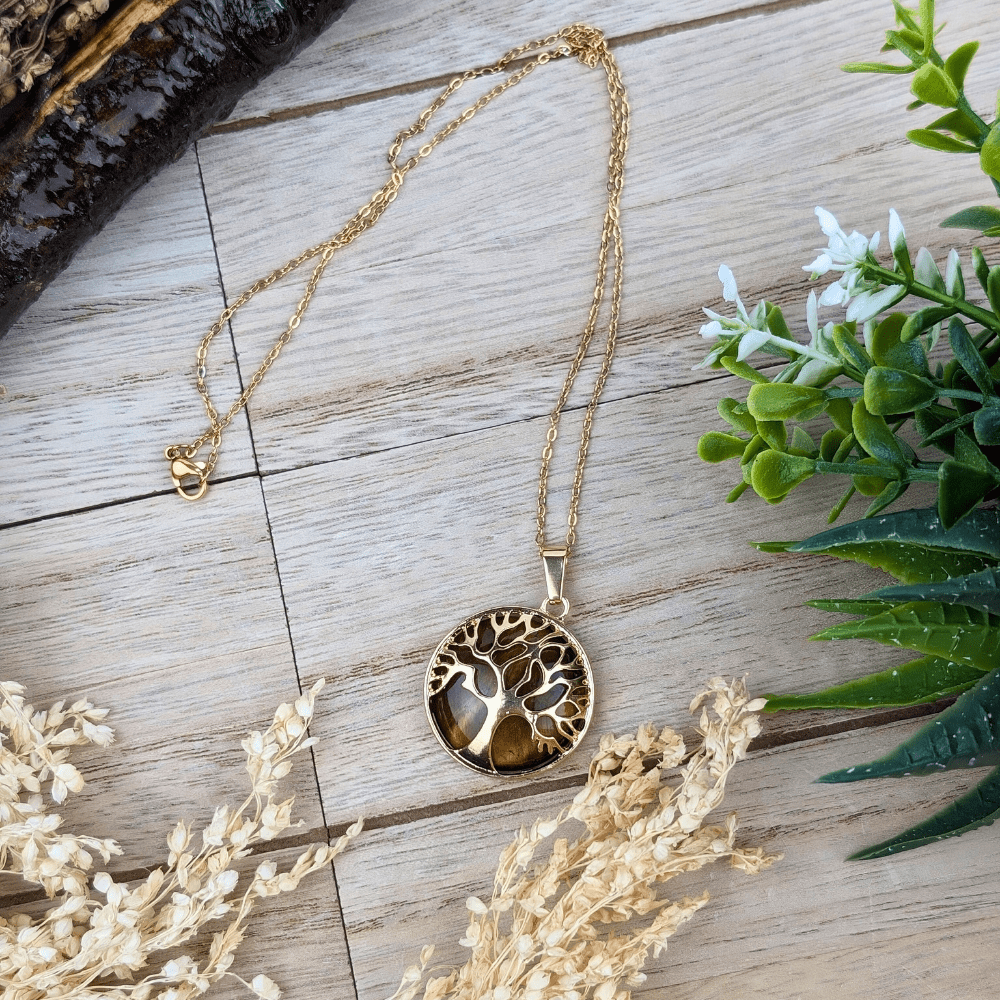 Tigers Eye Tree of Life Necklace