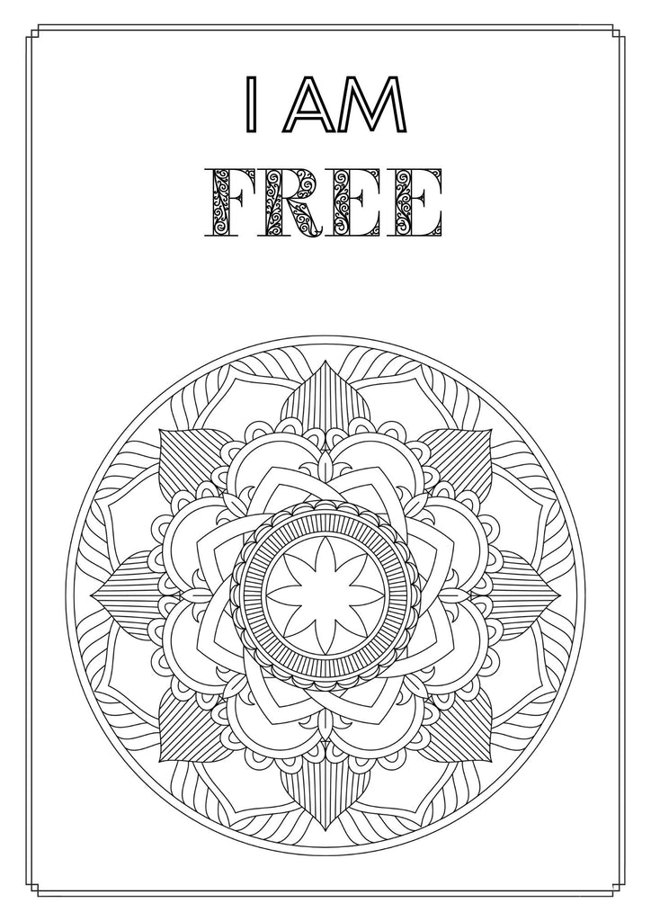 Mandala and Affirmations Adult Coloring Book available for instant download at Zen Collection