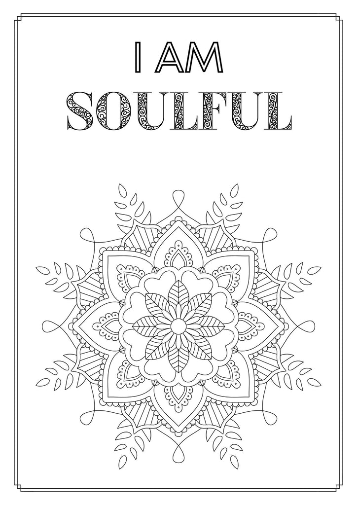 Mandala and Affirmations Adult Coloring Book available for instant download at Zen Collection