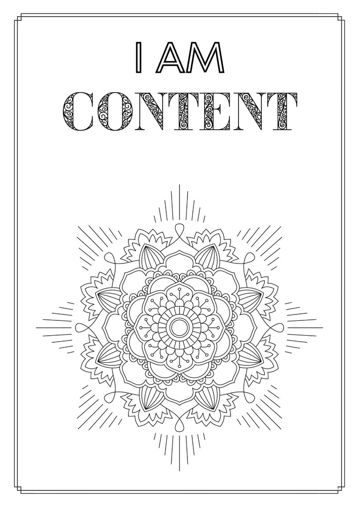 Mandala and Affirmations Adult Coloring Book available for instant download at Zen Collection