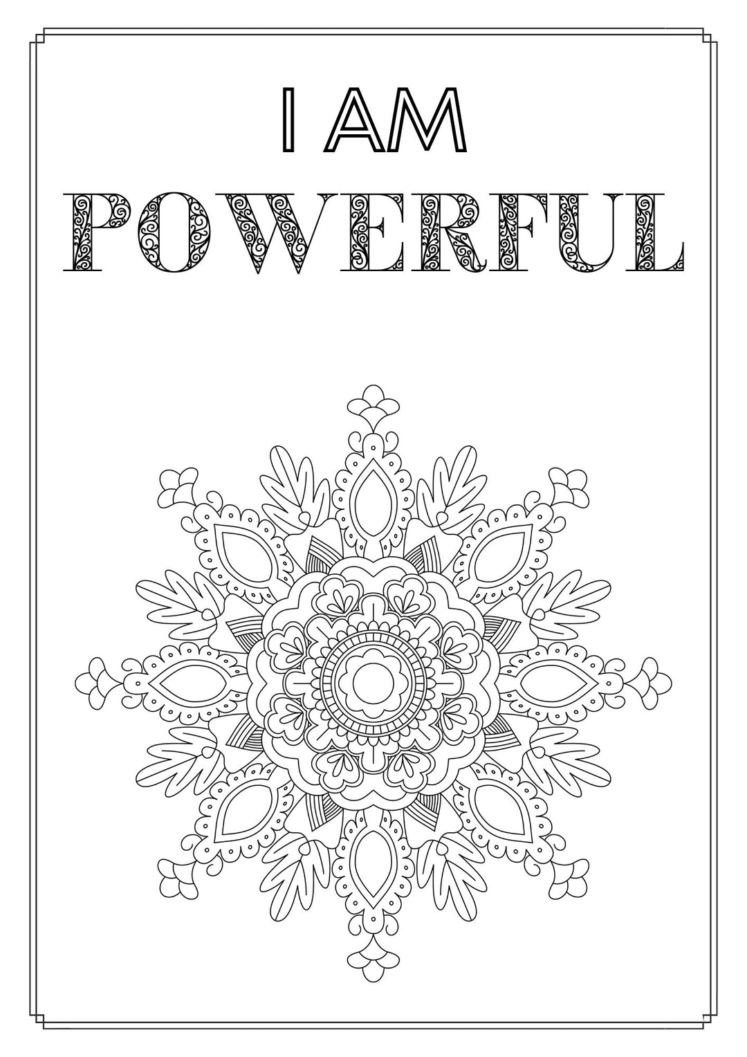 Mandala and Affirmations Adult Coloring Book available for instant download at Zen Collection