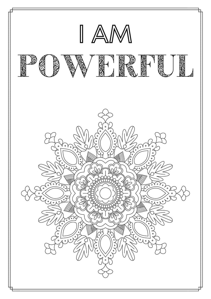 Mandala and Affirmations Adult Coloring Book available for instant download at Zen Collection