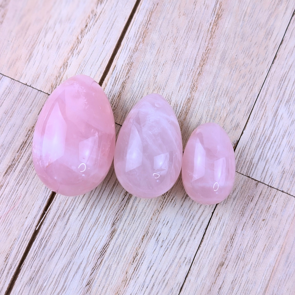 Rose Quartz 3 piece yoni egg set available today at Zen Collection Free Shipping over $100