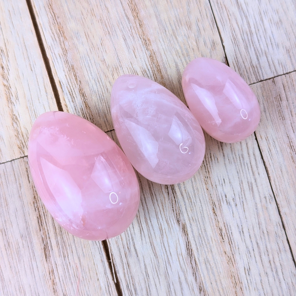 Rose Quartz 3 piece yoni egg set available today at Zen Collection Free Shipping over $100