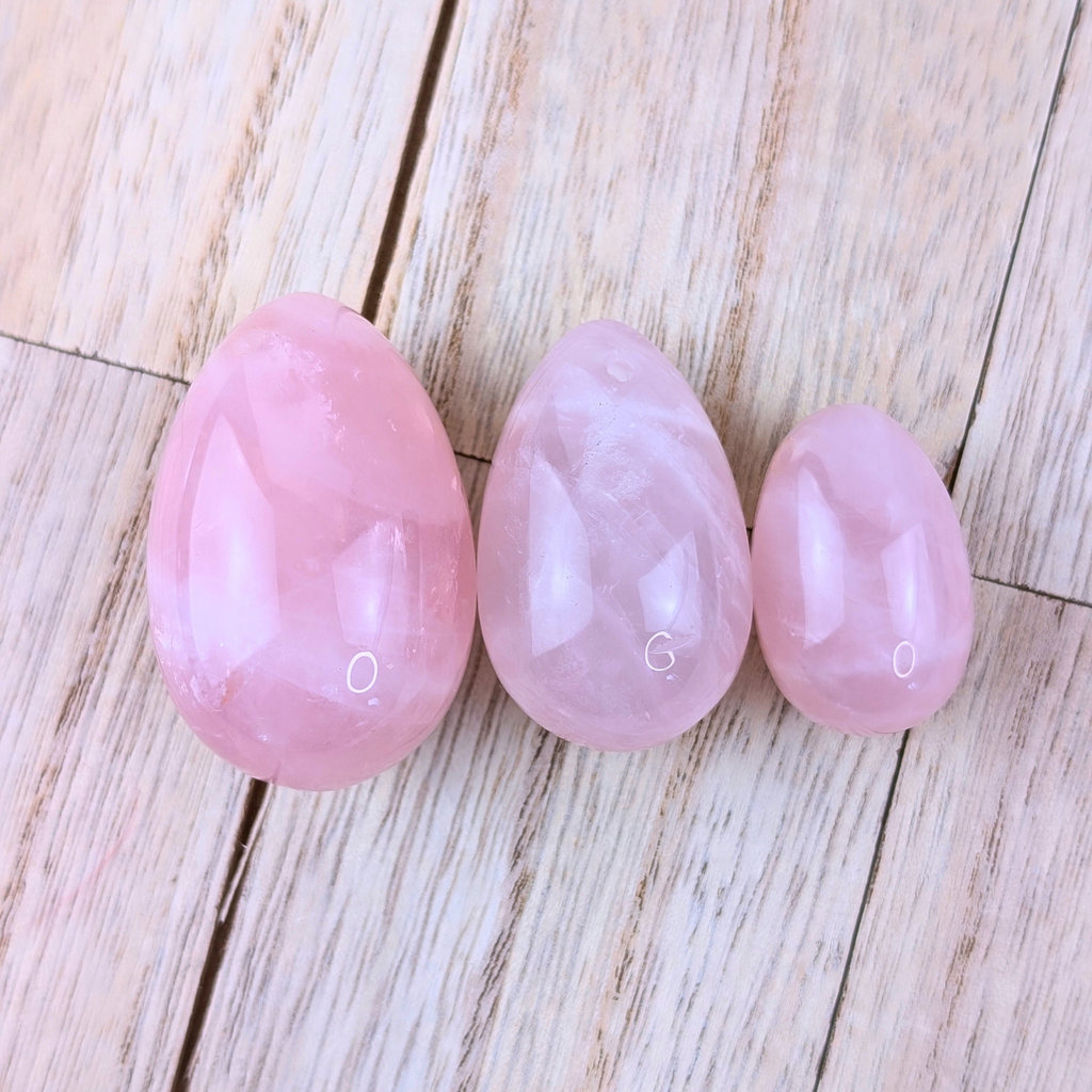 Rose Quartz 3 piece yoni egg set available today at Zen Collection Free Shipping over $100