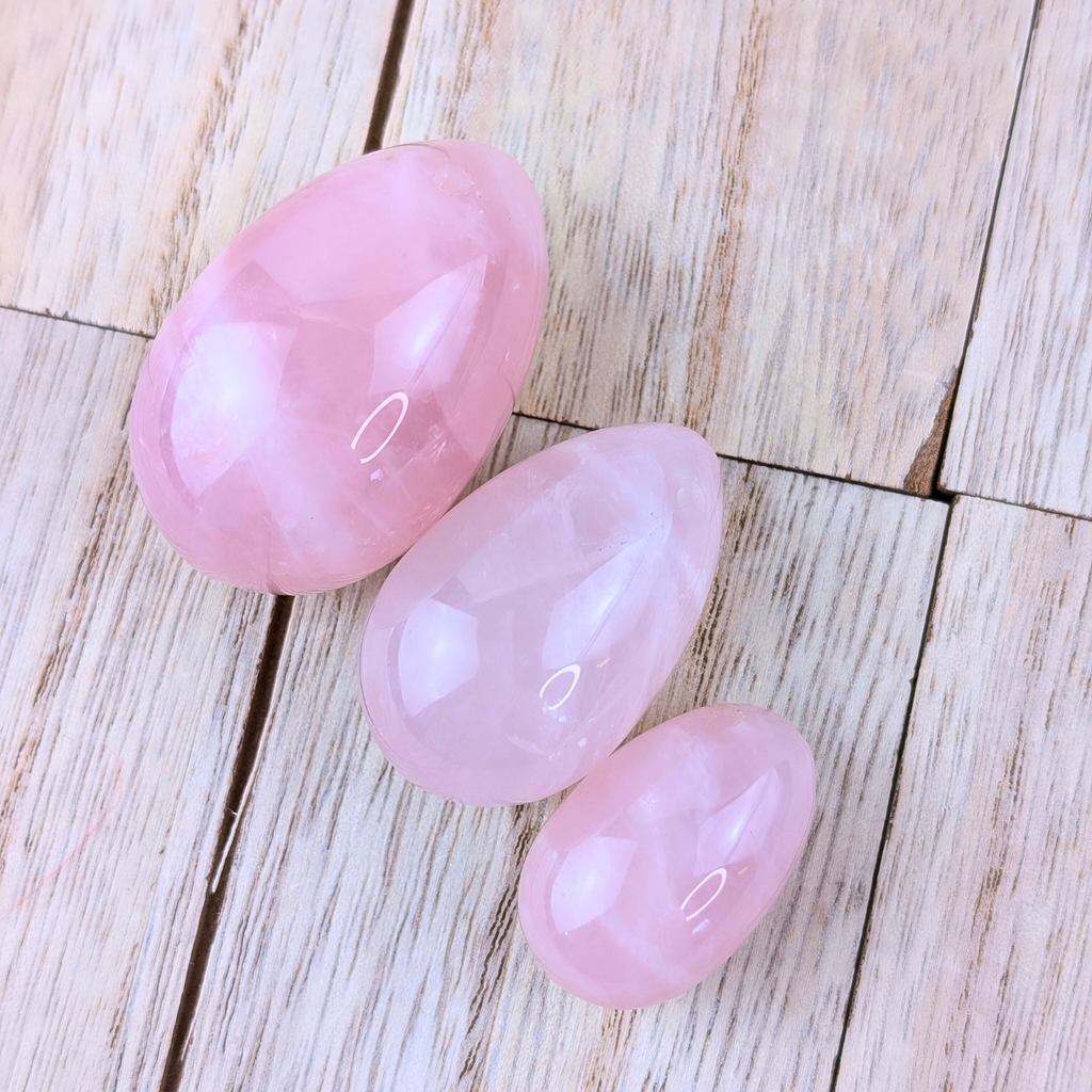 Rose Quartz 3 piece yoni egg set available today at Zen Collection Free Shipping over $100