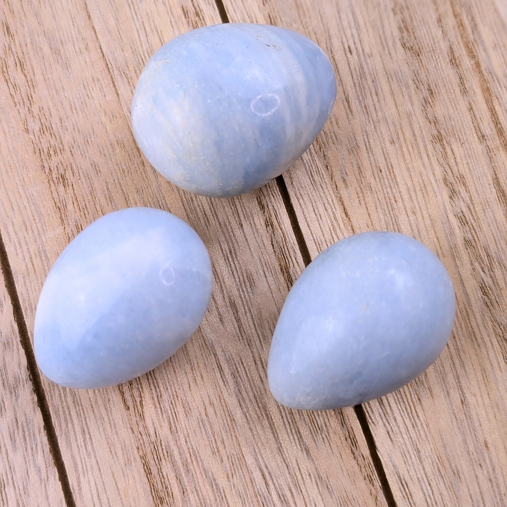 celestite eggs for wholeness and angelic energy. Available today at Zen Collection