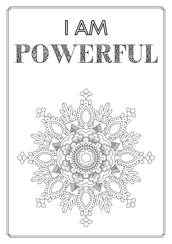 Mandala and Affirmations Adult Coloring Book available for instant download at Zen Collection