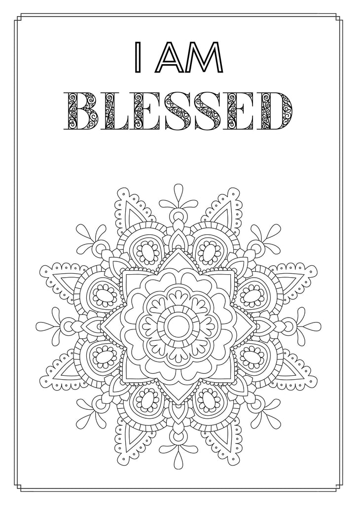 Mandala and Affirmations Adult Coloring Book available for instant download at Zen Collection