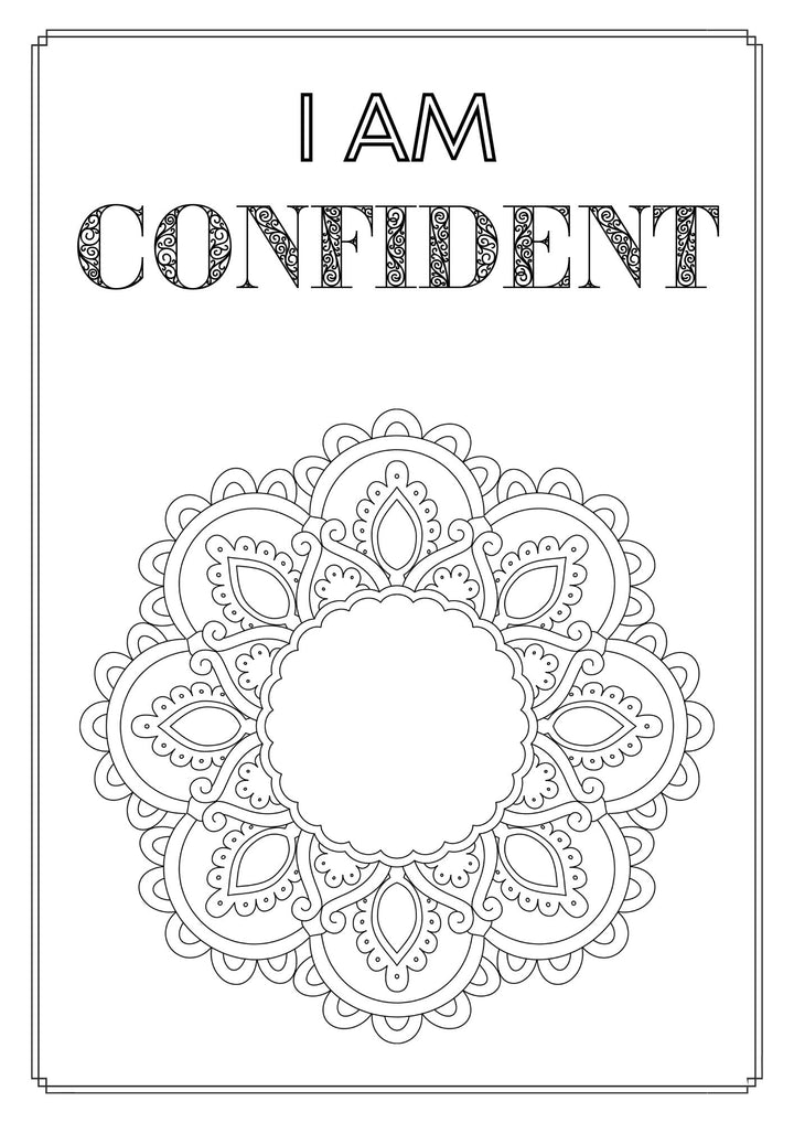 Mandala and Affirmations Adult Coloring Book available for instant download at Zen Collection