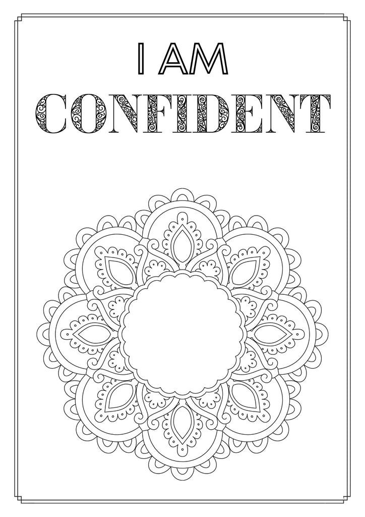 Mandala and Affirmations Adult Coloring Book available for instant download at Zen Collection