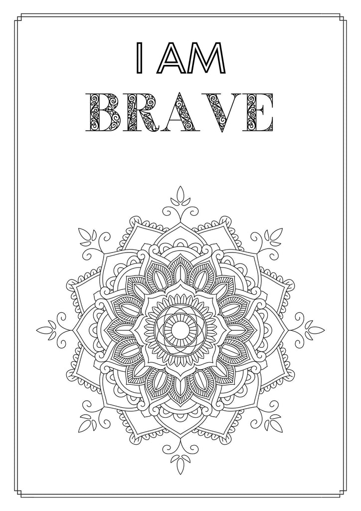 Mandala and Affirmations Adult Coloring Book available for instant download at Zen Collection