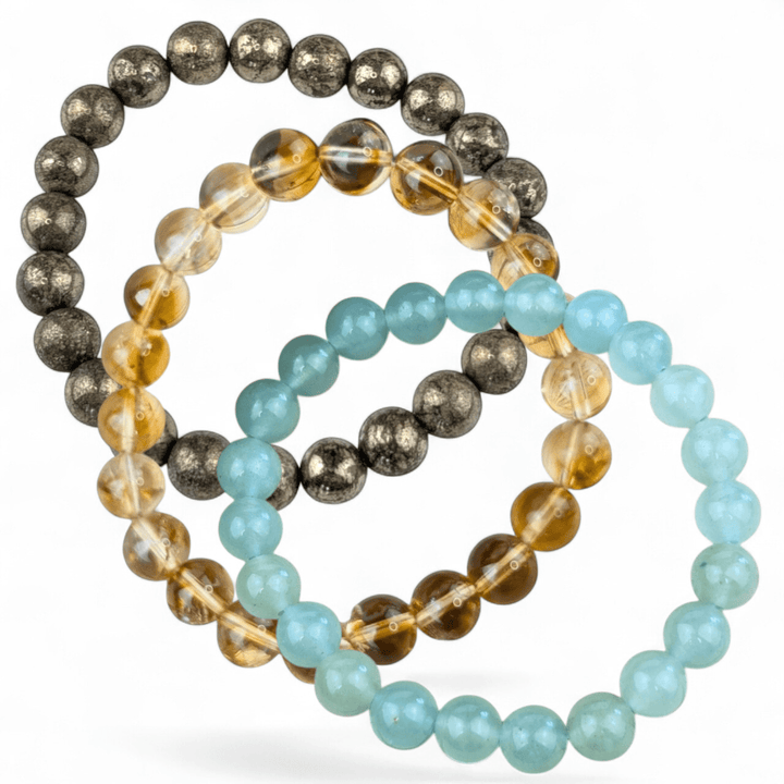 Abundance Crystal Bracelet Stack for prosperity. Available in-store or online at Zen Collection Metaphysical Store in Barrie Ontario 