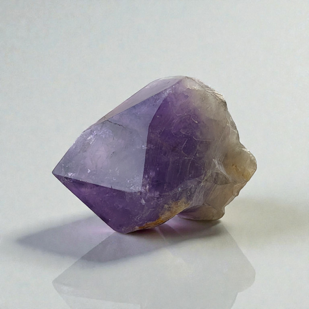 Amethyst Crystal Point on a decorative surface for energy cleansing sourced from zen collection new age store in Barrie