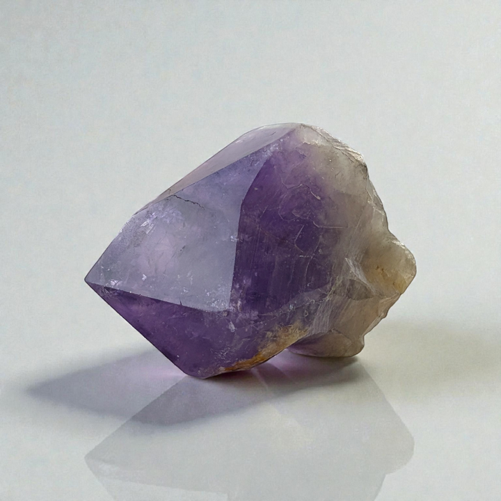 Amethyst Crystal Point on a decorative surface for energy cleansing sourced from zen collection new age store in Barrie