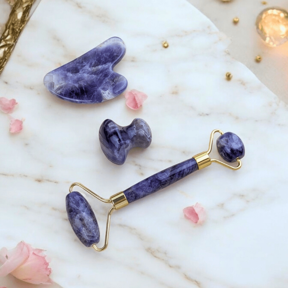 Crystal skincare tools made from amethyst