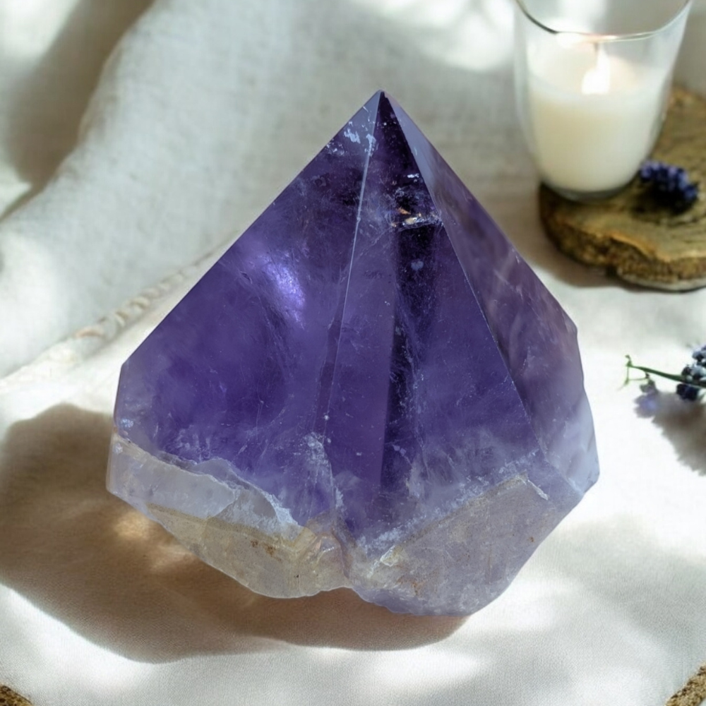 Amethyst Pyramid Point for meditation and spiritual clarity.