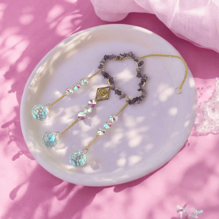 Natural amethyst suncatcher for energy protection