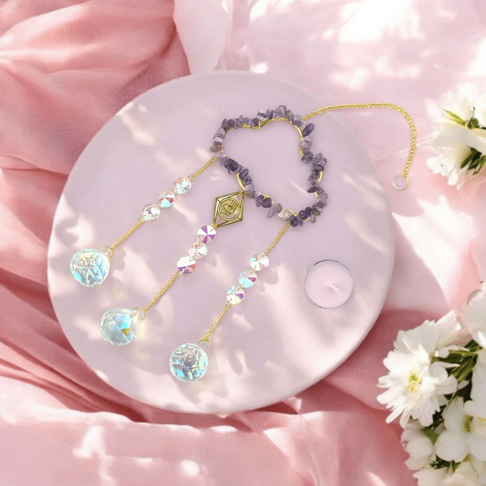 Amethyst rainbow catcher for sacred space