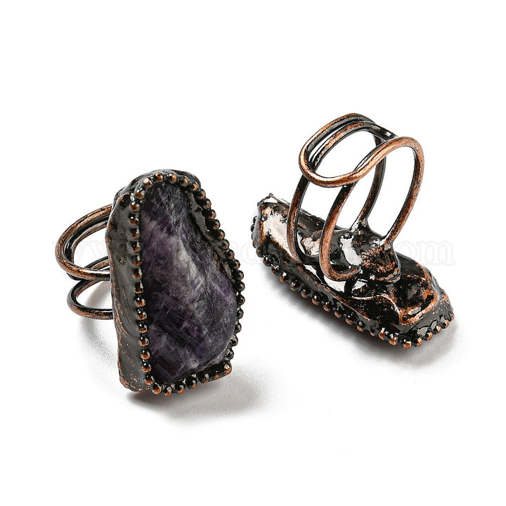 Amethyst Irregular Rectangle Adjustable Crystal Ring  available at Zen Collection  Crystal Store Canada