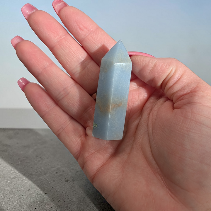 throat chakra crystals such as Angelite crystals help with inner peace and calm available at zen collection Canadian crystal store near me