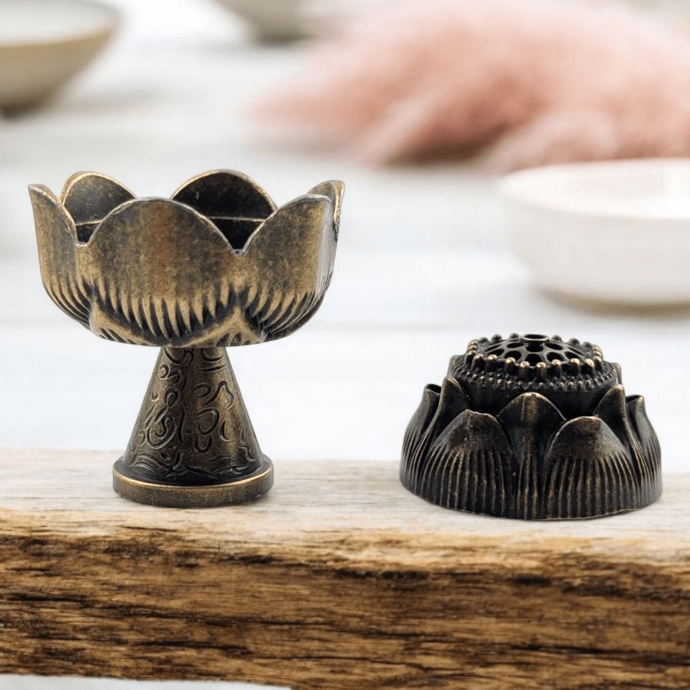 Resin incense burner in bronze finish
