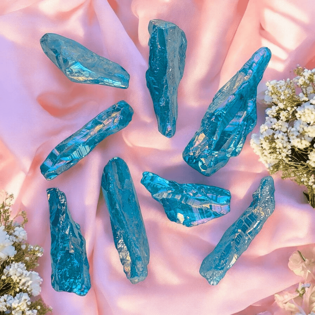 Aqua Aura Quartz crystal point