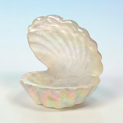 Aura Clear Quartz Crystal Clam Shell