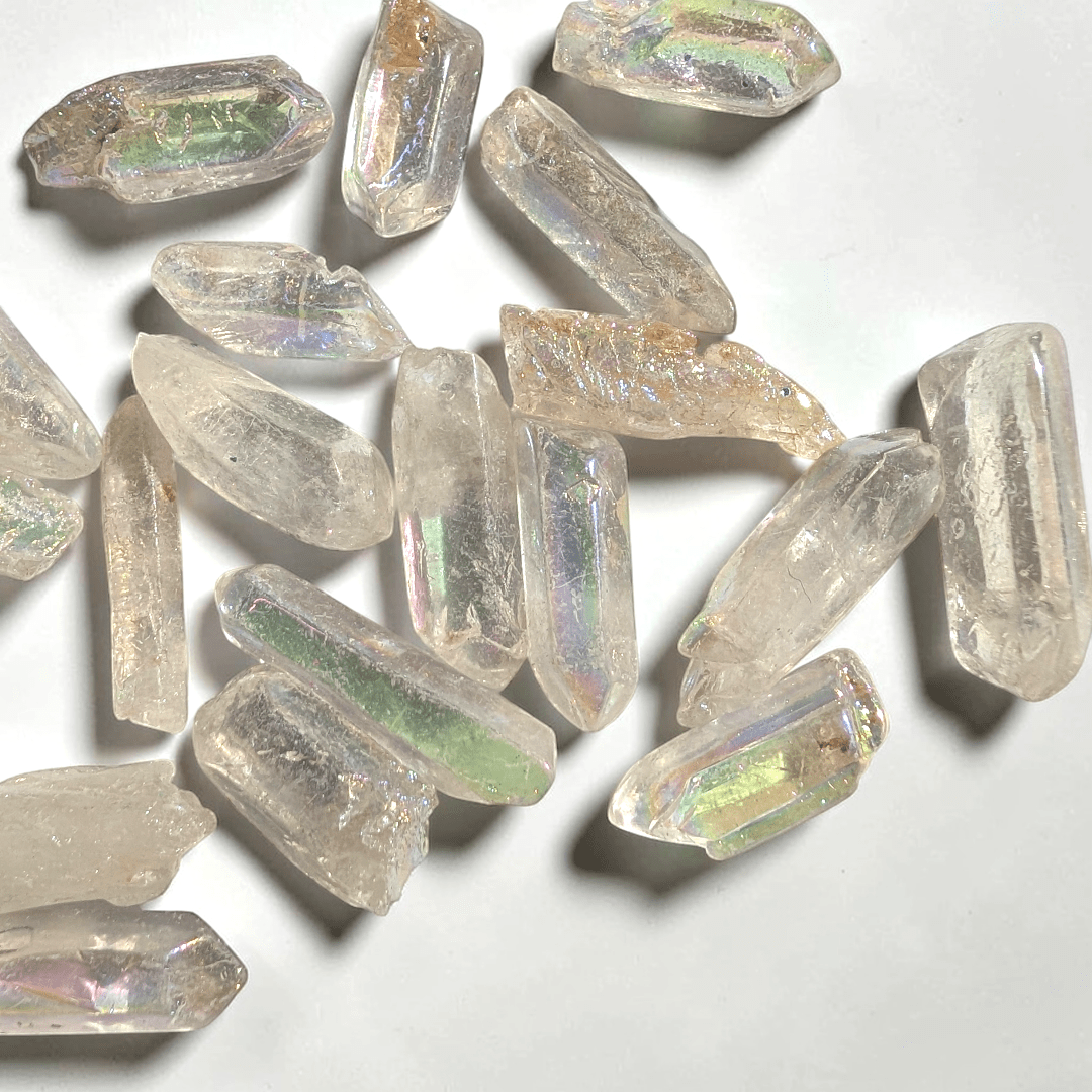 Aura Clear Quartz crystals for crown Chakra healing. Available in-store and online at Zen Collection Metaphysical Store 