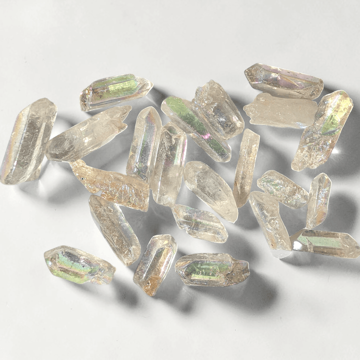 Aura Clear Quartz crystals for crown Chakra healing. Available in-store and online at Zen Collection Metaphysical Store 