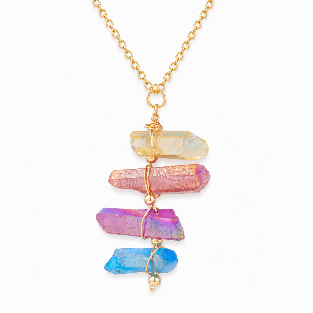 Aura Quartz Crystal Cascade Necklace - Main view | Zen Collection Metaphysical Store
