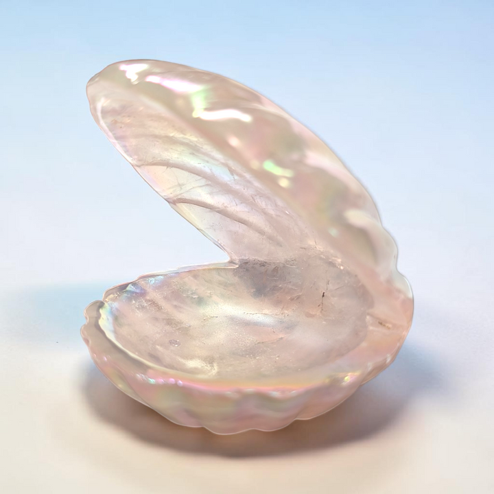 Aura Rose Quartz Crystal Clam Shell | Rose Quartz | Heart Clearing and Self-Love Support | Zen Collection Canada