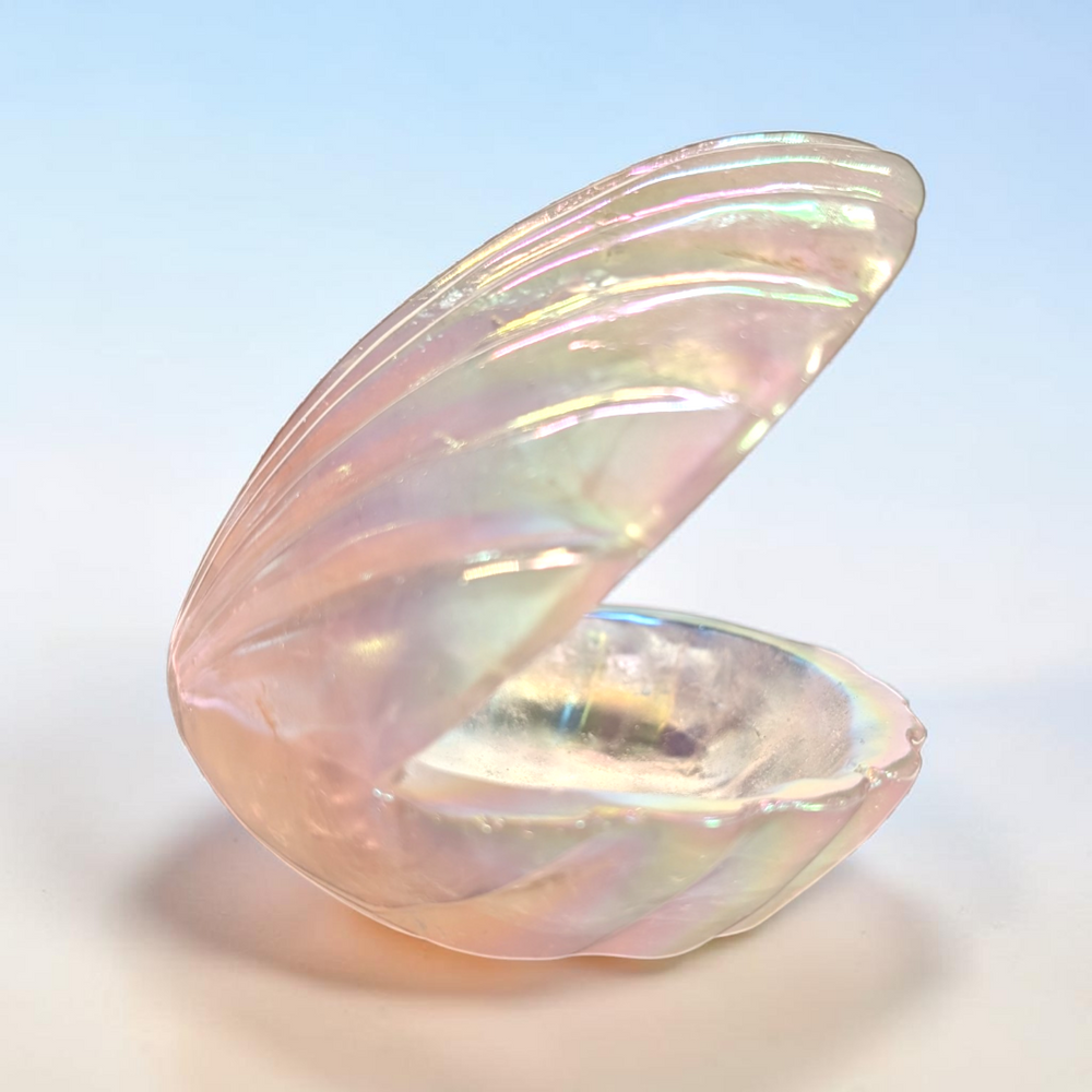 Aura Rose Quartz Crystal Clam Shell | Rose Quartz | Heart Clearing and Self-Love Support | Zen Collection Canada