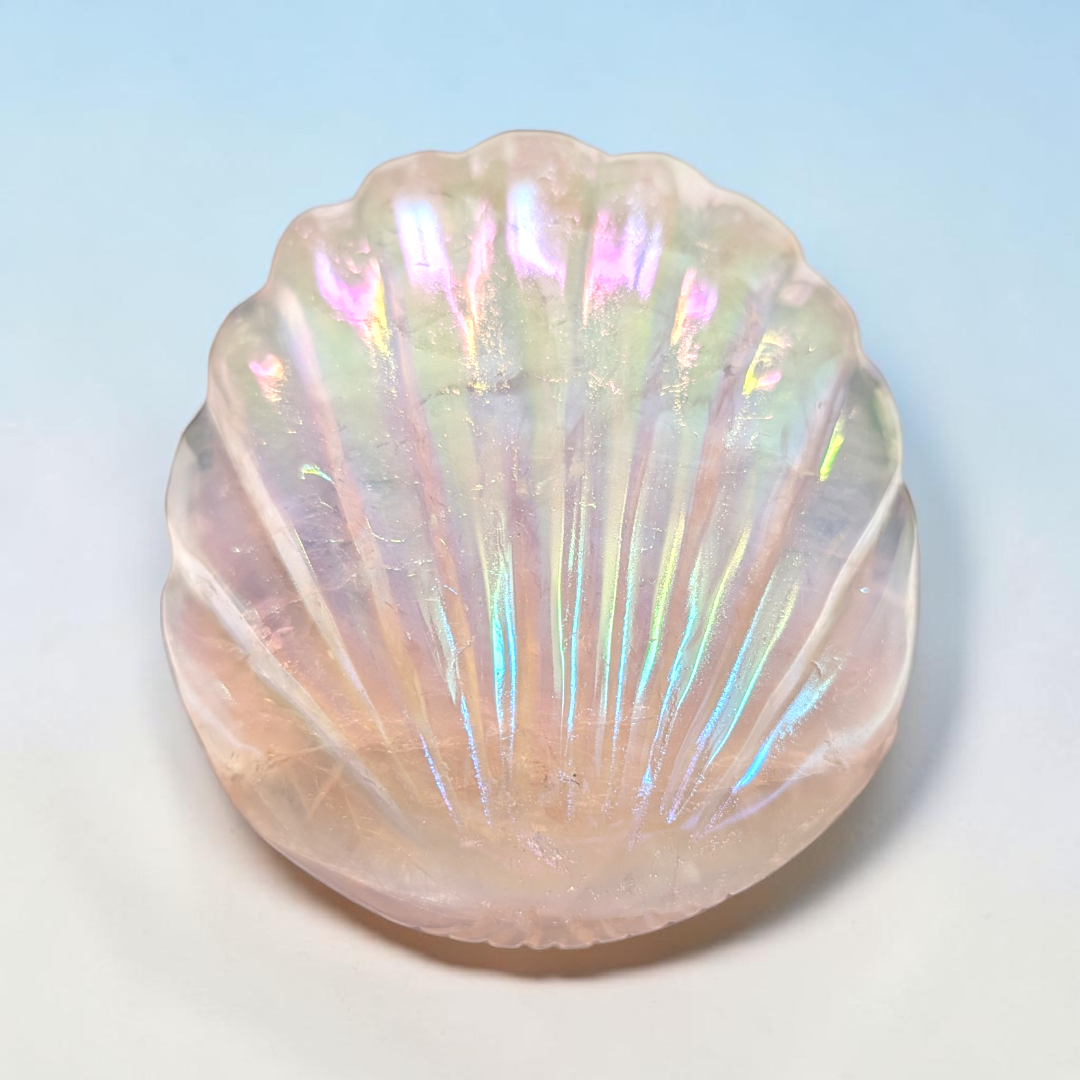 Aura Rose Quartz Crystal Clam Shell | Rose Quartz | Heart Clearing and Self-Love Support | Zen Collection Canada