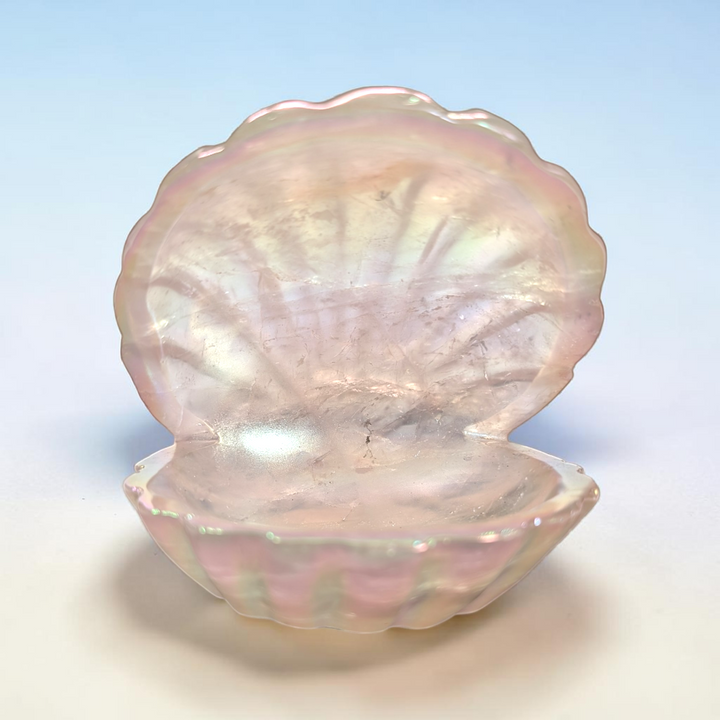 Aura Rose Quartz Crystal Clam Shell | Rose Quartz | Heart Clearing and Self-Love Support | Zen Collection Canada