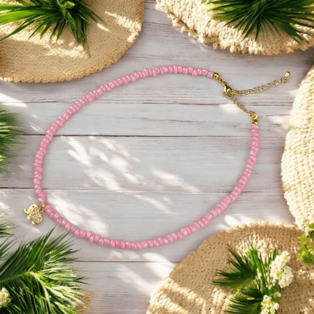 Pink seed bead jewelry set for gifting