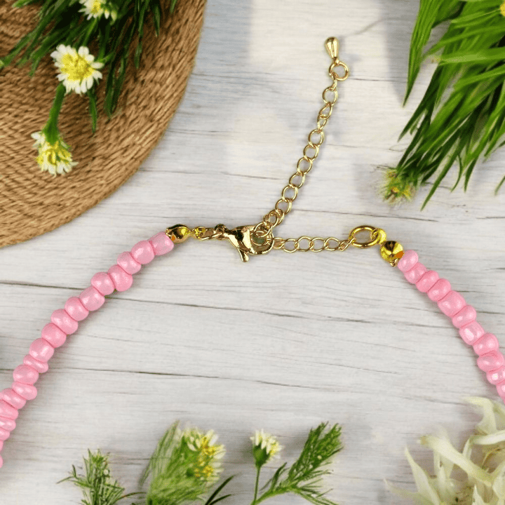 Pink seed bead jewelry set for gifting