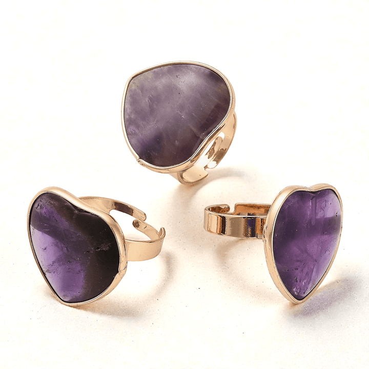 Big amethyst Crystal heart ring for intuition and emotional clarity. Shop In-store or Online Now with Zen Collection Metaphysical Store in Barrie Ontario Canada 