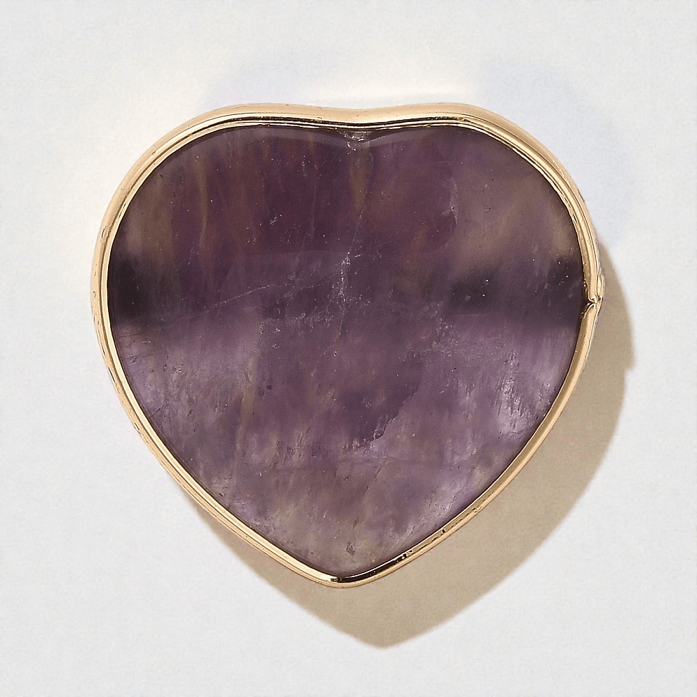 Big amethyst Crystal heart ring for intuition and emotional clarity. Shop In-store or Online Now with Zen Collection Metaphysical Store in Barrie Ontario Canada 