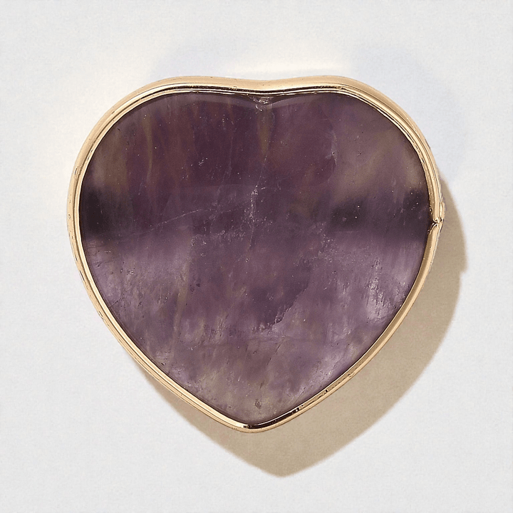 Big amethyst Crystal heart ring for intuition and emotional clarity. Shop In-store or Online Now with Zen Collection Metaphysical Store in Barrie Ontario Canada 