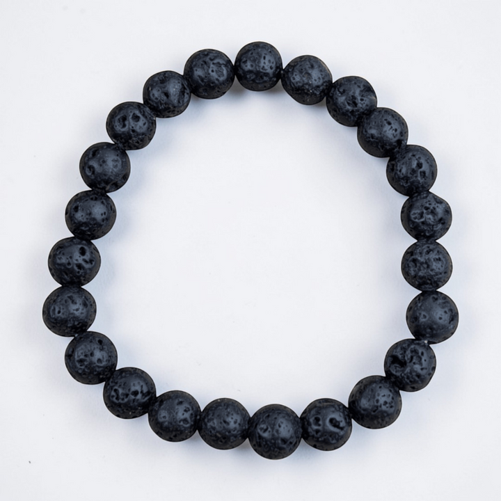 Black Lava Stone Bracelet made with 8mm natural volcanic beads.
