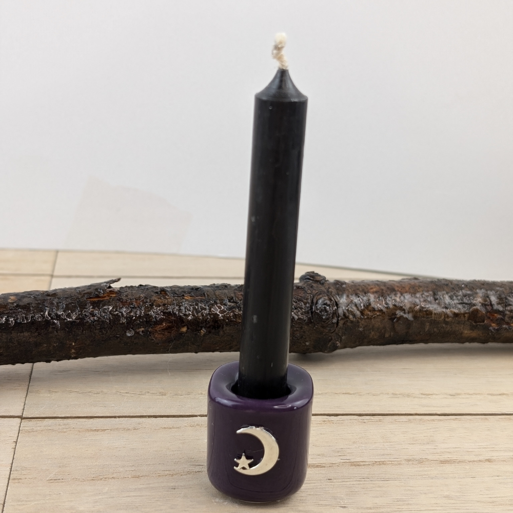 Black mini chime candle for protection rituals