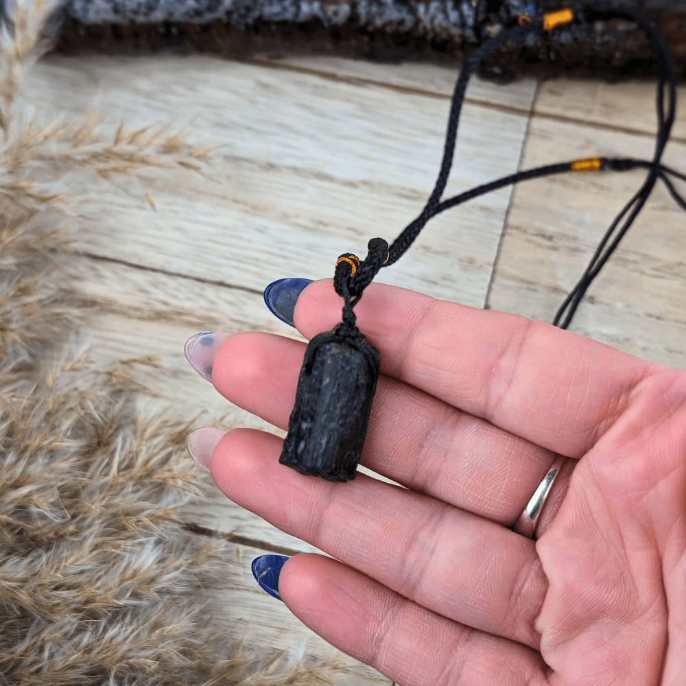 Black Tourmaline Rope Necklace for Energy Protection