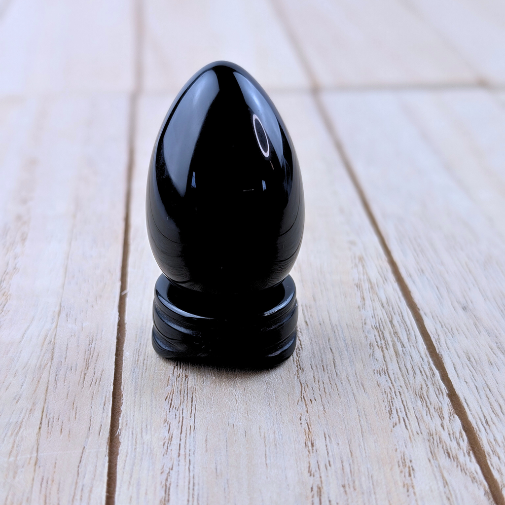 Smooth Black Obsidian Yoni Egg for pelvic health and energy clearing