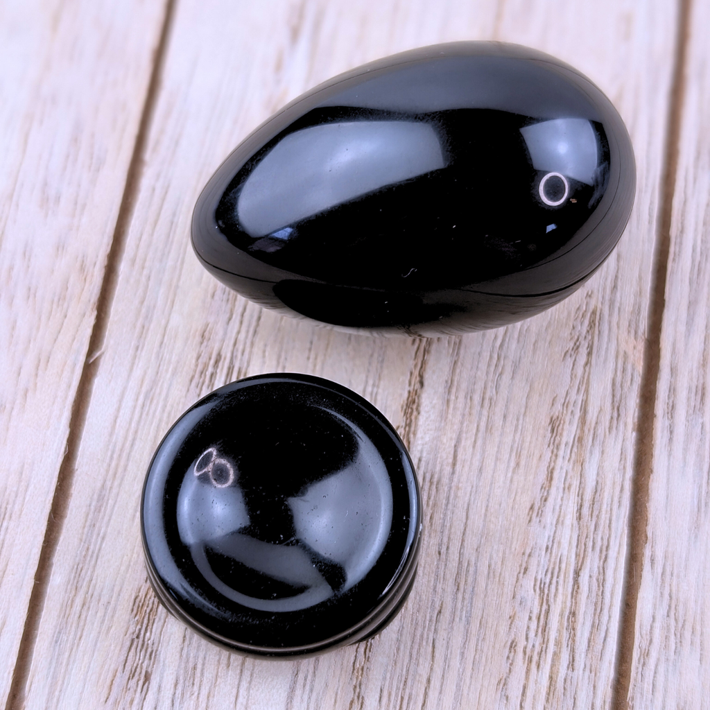 Undrilled Black Obsidian Yoni Egg for emotional healing and grounding