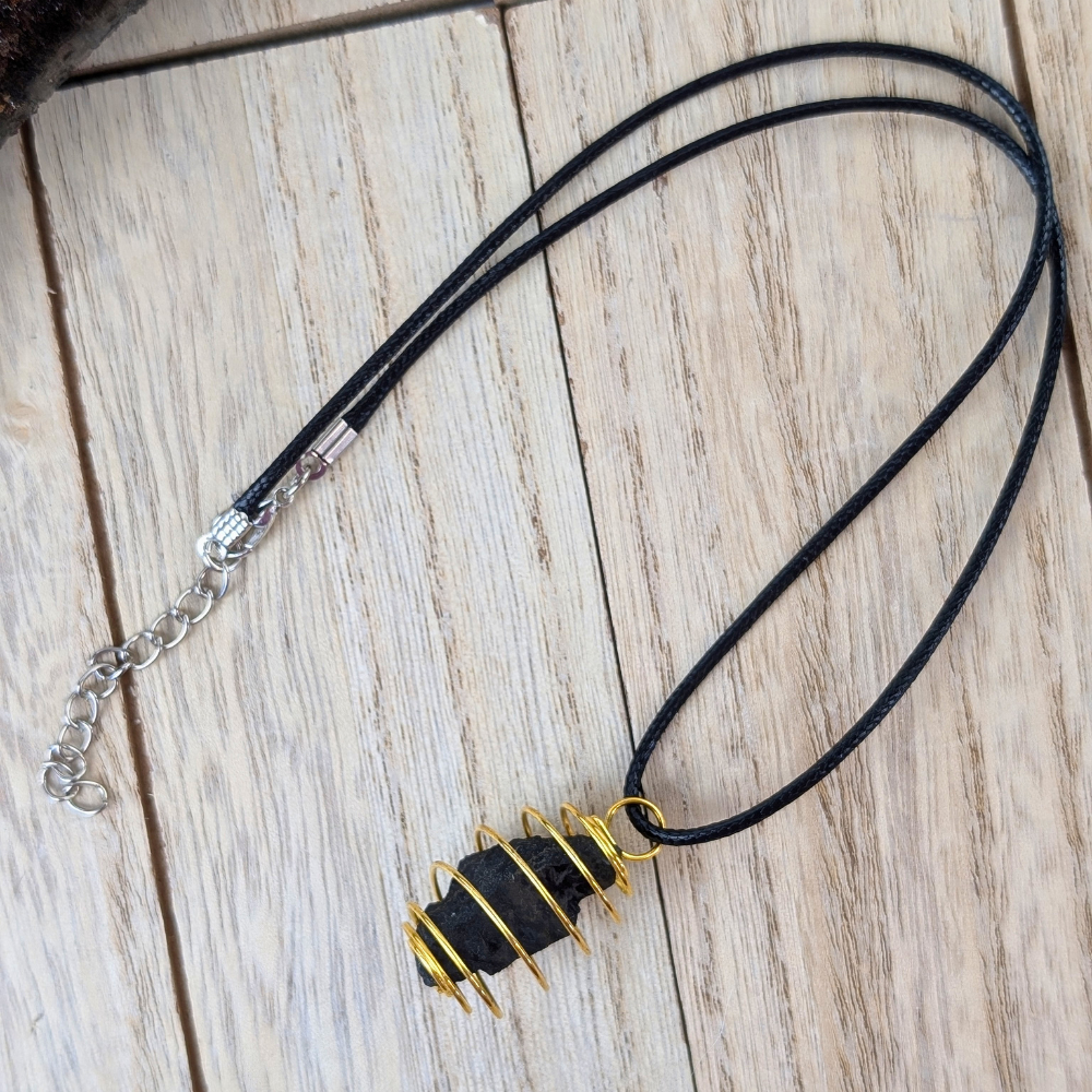 black tourmaline necklace with customizable cage