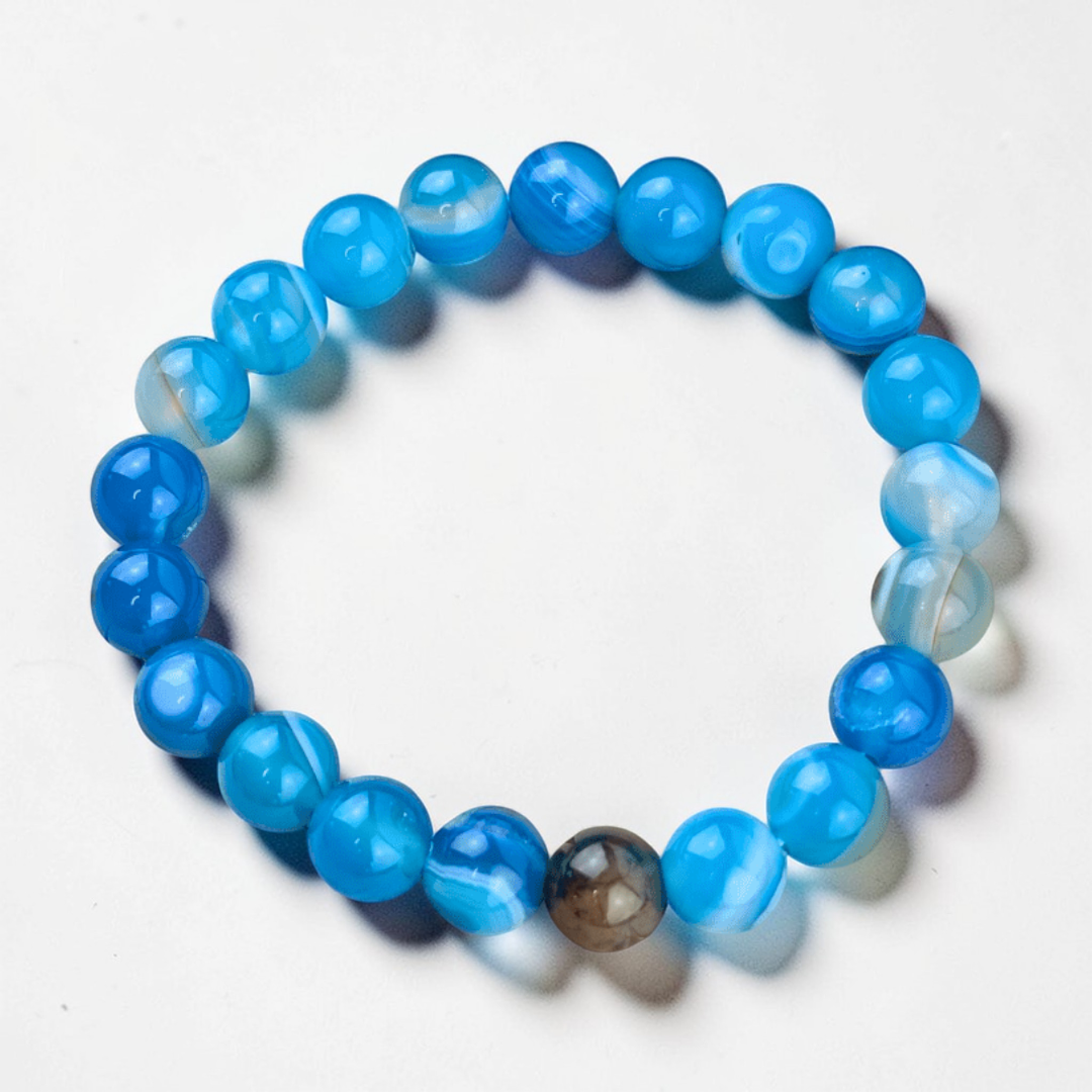 Healing blue agate jewelry for throat chakra